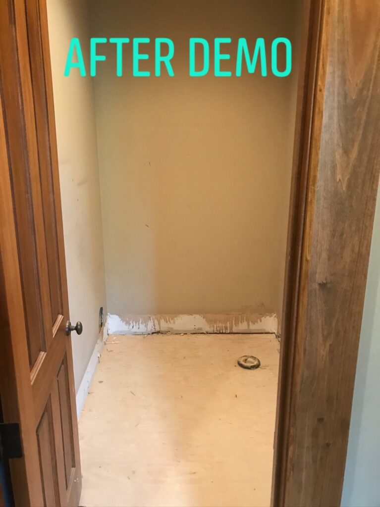 A bathroom after demolition and clean-out services by Junk Removal and More LLC in Columbus, OH.