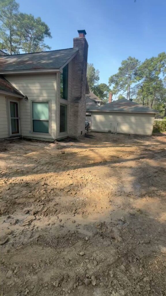 A residential yard cleared of debris and junk by Right On Time Junk Removal in Houston, TX.