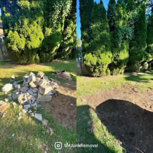 Before and after of concrete and rubble removal by S&M Junk Removal in Philadelphia, PA.