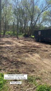 A trailer filled with demolition debris after a successful job by Right On Time Junk Removal in Houston, TX.
