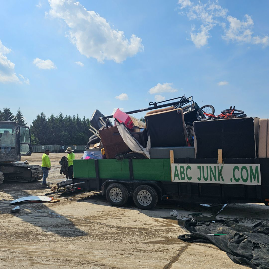 A trailer full of various junk items being removed by ABC Junk Removal & Hauling in Westfield, IN.