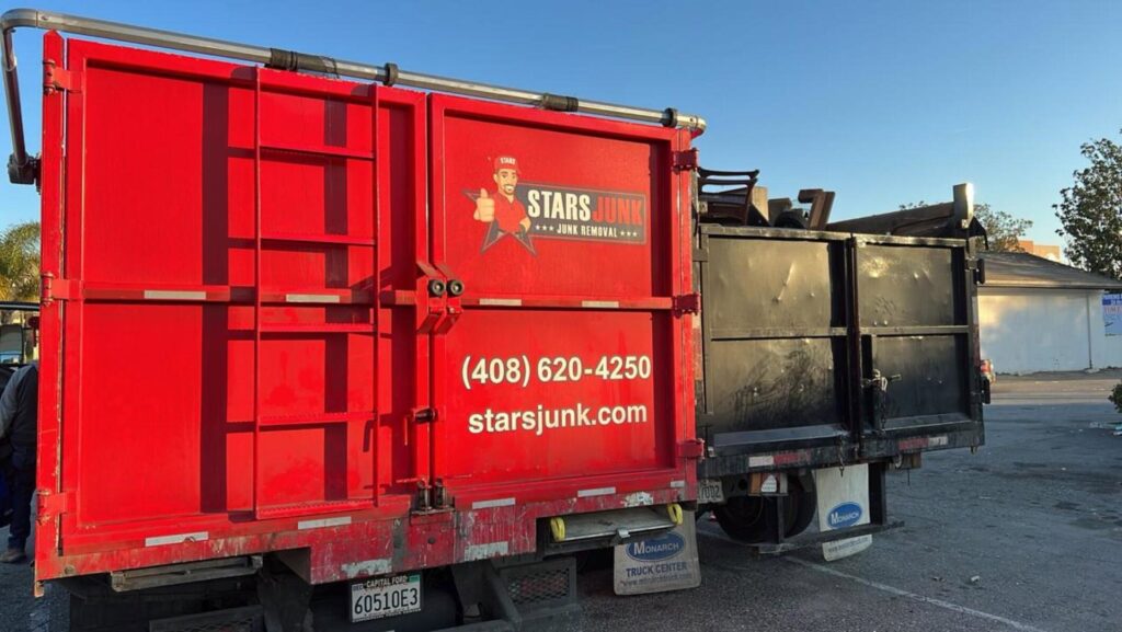 A Stars Junk Removal truck partially loaded with items, ready for more junk in San Jose, CA