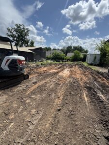 A cleared outdoor area after land clearing or debris removal by Right On Time Junk Removal in Houston, TX.