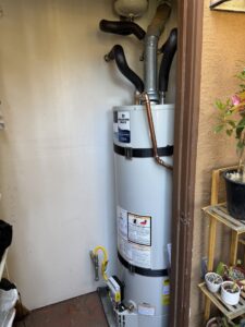 A new traditional water heater installation with visible piping by JG Water Heaters, Filtration and Plumbing in San Diego, CA