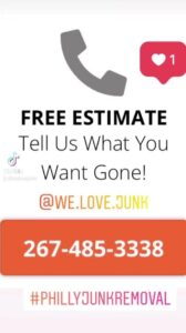 Rooftop debris including wood and metal awaiting junk removal by We Love Junk in Philadelphia, PA.